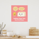 Cute Cartoon - Soy Bean complimenteert Tofu Poster (Keuken)