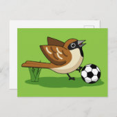 Cute Cartoon Sparrow Pplay Soccer Briefkaart (Voorkant / Achterkant)