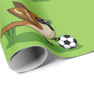 Cute Cartoon Sparrow Pplay Soccer Cadeaupapier