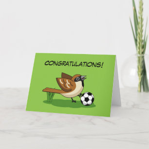 Cute Cartoon Sparrow Pplay Soccer Kaart
