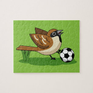 Cute Cartoon Sparrow Pplay Soccer Legpuzzel