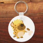 Cute Cartoon Spotted Hyena Crushing a Bone Keyring Sleutelhanger (Voorkant)