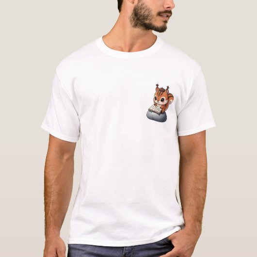 Cute Cartoon Squirrel Artist Sketching in Notebook T-shirt (Voorkant)