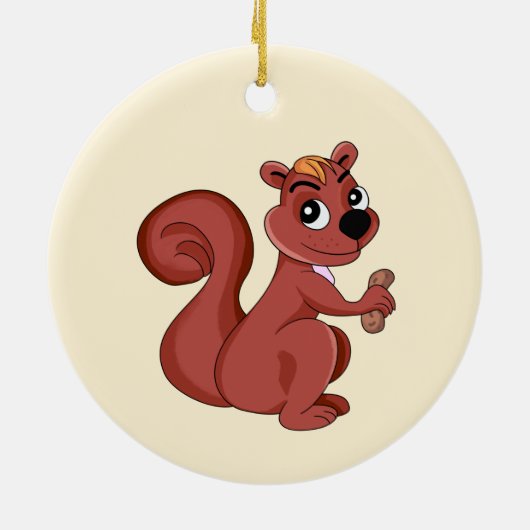 Cute cartoon squirrel with a peanut  keramisch ornament (Achterkant)