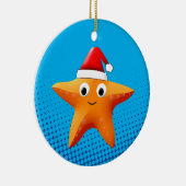 Cute Cartoon Starfish Santa Hat Keramisch Ornament (Rechts)