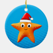 Cute Cartoon Starfish Santa Hat Keramisch Ornament (Achterkant)