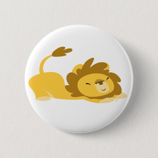 Cute Cartoon Stretching Lion Button Badge (Voorkant)