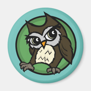 CUTE CARTOON STYLE OWL ROUND MAGNET MAGNEET