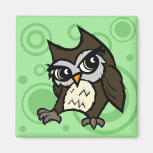 CUTE CARTOON STYLE OWL SQUARE MAGNET MAGNEET