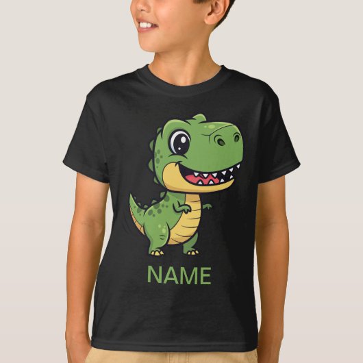 Cute Cartoon T-Rex Dinosaur Kids' T-Shirt (Devant)
