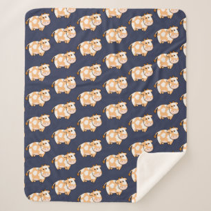 Cute Cartoon Tan Spotted Koe Pattern Sherpa Deken