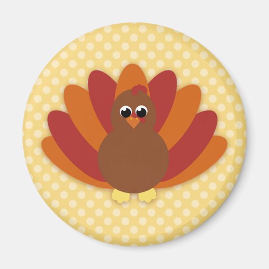 Cute Cartoon Thanksgiving Turkije Magneet (Voorkant)