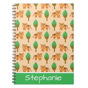 Cute Cartoon Tiger Pattern - Gepersonaliseerd Notitieboek