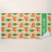 Cute Cartoon Tiger Pattern - Gepersonaliseerd Strandlaken (Voorkant)