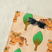 Cute Cartoon Tiger Pattern - Gepersonaliseerd Strandlaken (In situ)