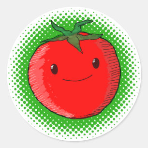 Cute Cartoon Tomato Drawing Ronde Sticker