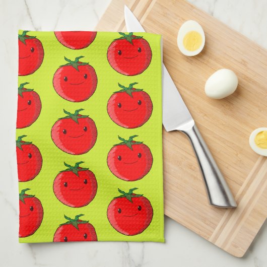 Cute Cartoon Tomato Pattern Theedoek (Quarter Fold)