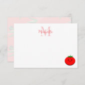 Cute Cartoon Tomato Personalized Monogram Notitiekaartje (Voorkant / Achterkant)