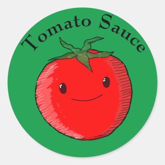 Cute Cartoon Tomato Ronde Sticker (Voorkant)