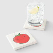 Cute Cartoon Tomato Stenen Onderzetter (Zijkant)