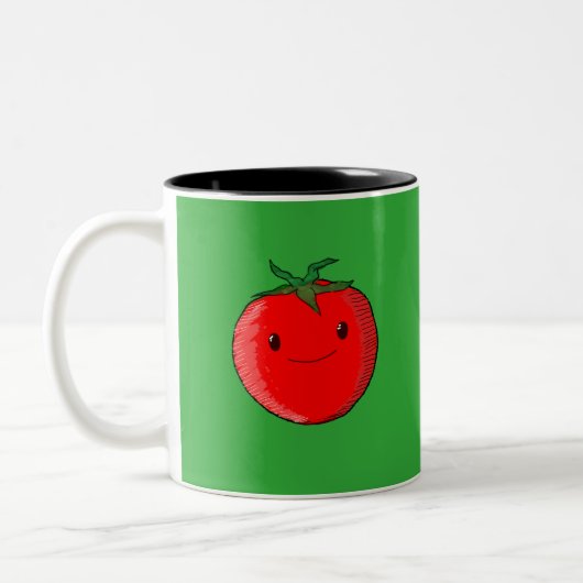 Cute Cartoon Tomato Tweekleurige Koffiemok (Links)