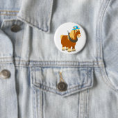 Cute Cartoon Trait Breton Horse Button Badge (In situ)