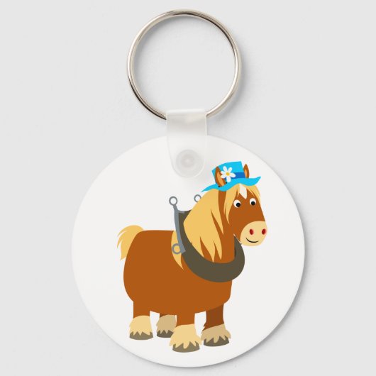 Cute Cartoon Trait Breton Horse Sleutelhanger (Voorkant)