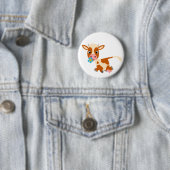 Cute Cartoon Trotting Cow Button Badge (In situ)