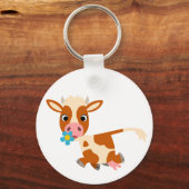 Cute Cartoon Trotting Koe Sleutelhanger (Voorkant)