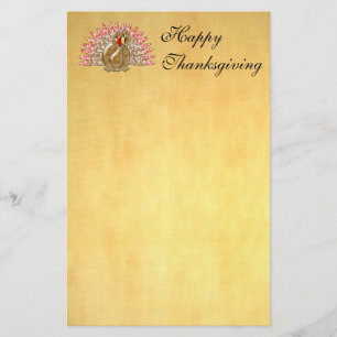 Cute Cartoon Turkey Damask Pattern Briefpapier