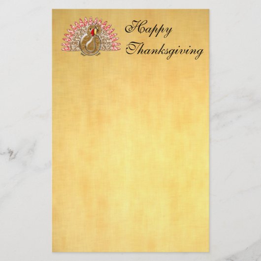 Cute Cartoon Turkey Damask Pattern Briefpapier (Voorkant)