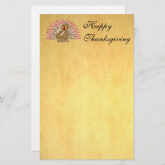 Cute Cartoon Turkey Damask Pattern Briefpapier (Voorkant / Achterkant)