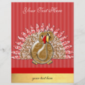 Cute Cartoon Turkey Damask Pattern Flyer (Voorkant)