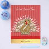 Cute Cartoon Turkey Damask Pattern Flyer (Enkel)