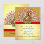 Cute Cartoon Turkey Damask Pattern Kaart (Voorkant / Achterkant)