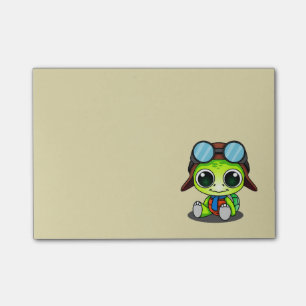 Cute Cartoon Turtle in Aviator Pet Post-it® Notes