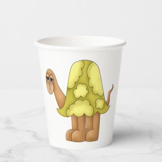 Cute Cartoon Turtle with Puffy Green Shell Papieren Bekers (Voorkant)