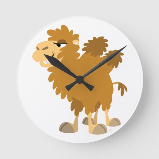 Cute Cartoon Two-Humped Camel Wall Clock Ronde Klok (Voorkant)
