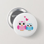 Cute cartoon uil met hart ronde button 5,7 cm (Voorkant /achterkant)