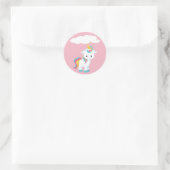 Cute Cartoon Unicorn met cloud Ronde Sticker (Tas)