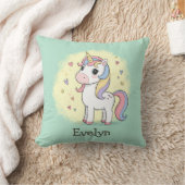 Cute Cartoon Unicorn with Rainbow Mane Kussen (Deken)
