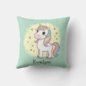 Cute Cartoon Unicorn with Rainbow Mane Kussen (Achterkant)