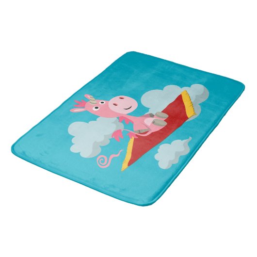 Cute Cartoon Unicorn's Magic Carpet Ride Bath Mat (Gekanteld)