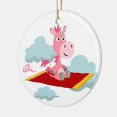 Cute Cartoon Unicorn's Magic Carpet Ride Ornament (Links)