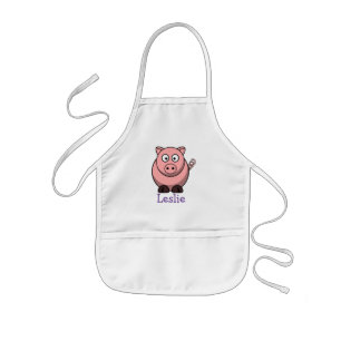 Cute cartoon varken met kindernaam kinder schort