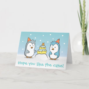 Cute Cartoon - Verjaardagsfeestje van de Pinguïns Kaart
