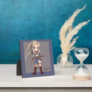 Cute Cartoon Viking Girl gepersonaliseerd Fotoplaat