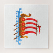 Cute Cartoon Viking Ship with Shields Illustration Legpuzzel (Horizontaal)