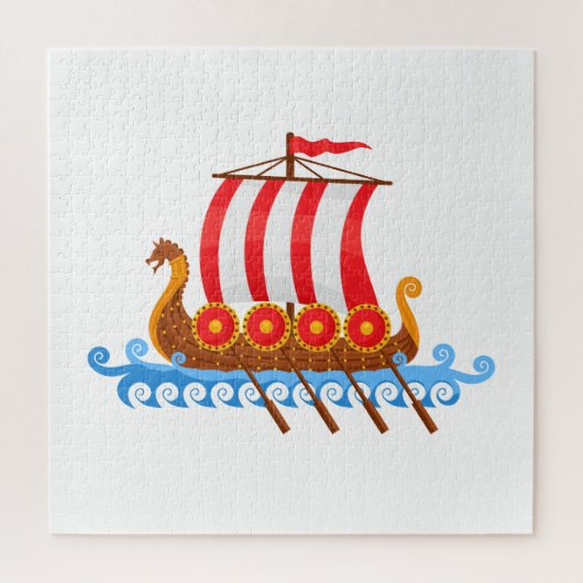 Cute Cartoon Viking Ship with Shields Illustration Legpuzzel (Verticaal)