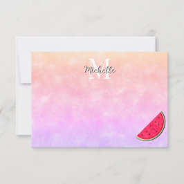 Cute Cartoon Watermelon Watercolor Personalized Notitiekaartje